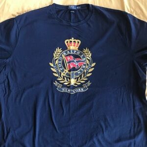 Polo by Ralph Lauren Men's Navy Blue Crown Crest Short Sleeve Tee
